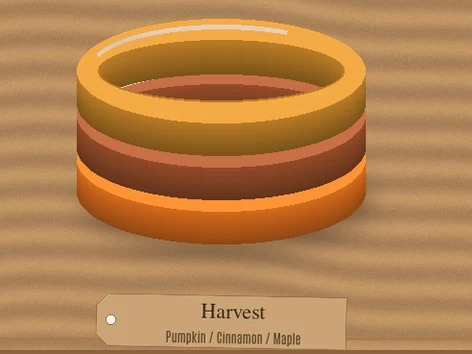 The Harvest stack band 3-pack in Pumpkin, Cinnamon and Maple
